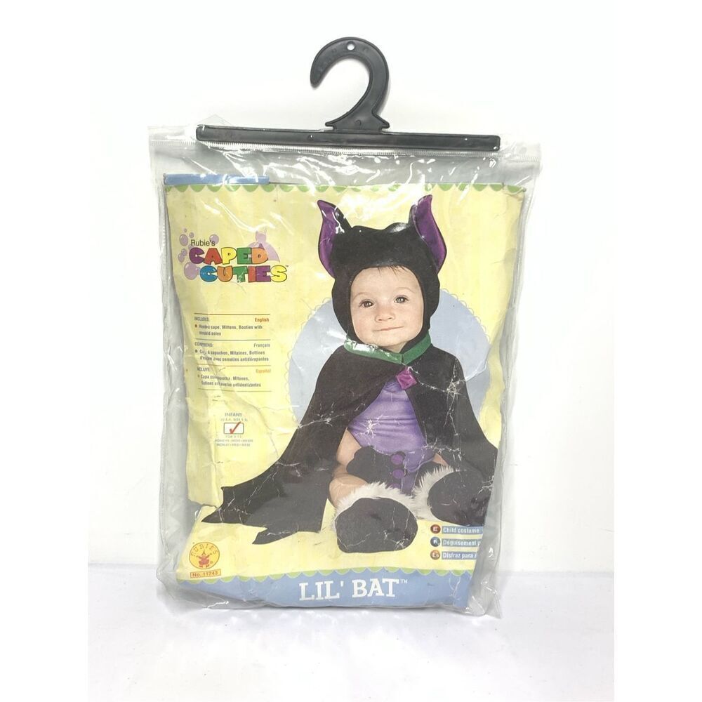 Rubies Costume Lil Bat Cape, Gloves & Hat Infant Baby Size 1-2 ~ 12-18 Months